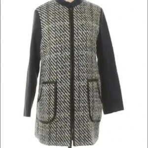 Cartonnier wool Color block tweed long coat NWT L